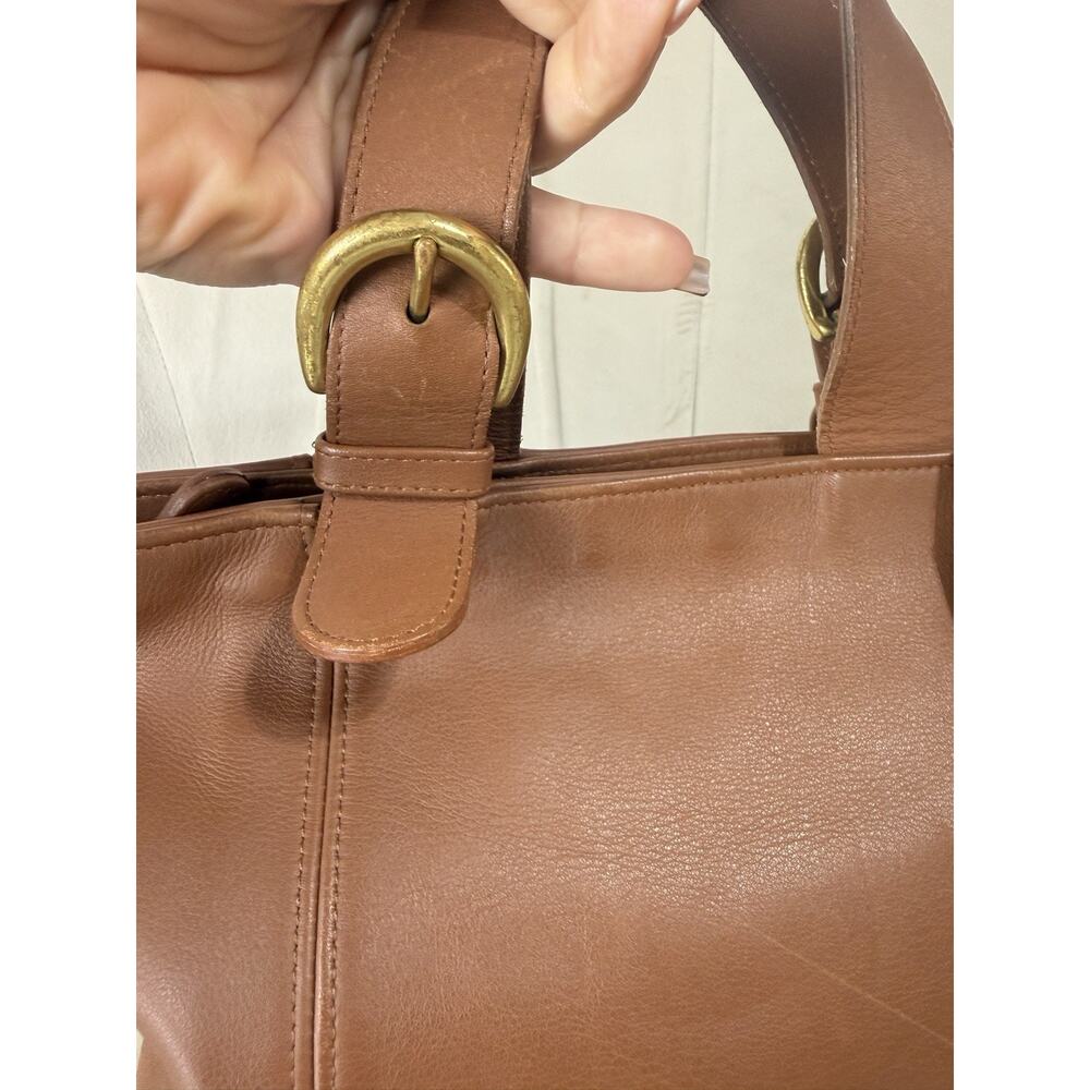 Vintage COACH Brown Leather Waverly Tote Bag Zip Closure 4133 90s USA 12.5x9 - Picture 8 of 16